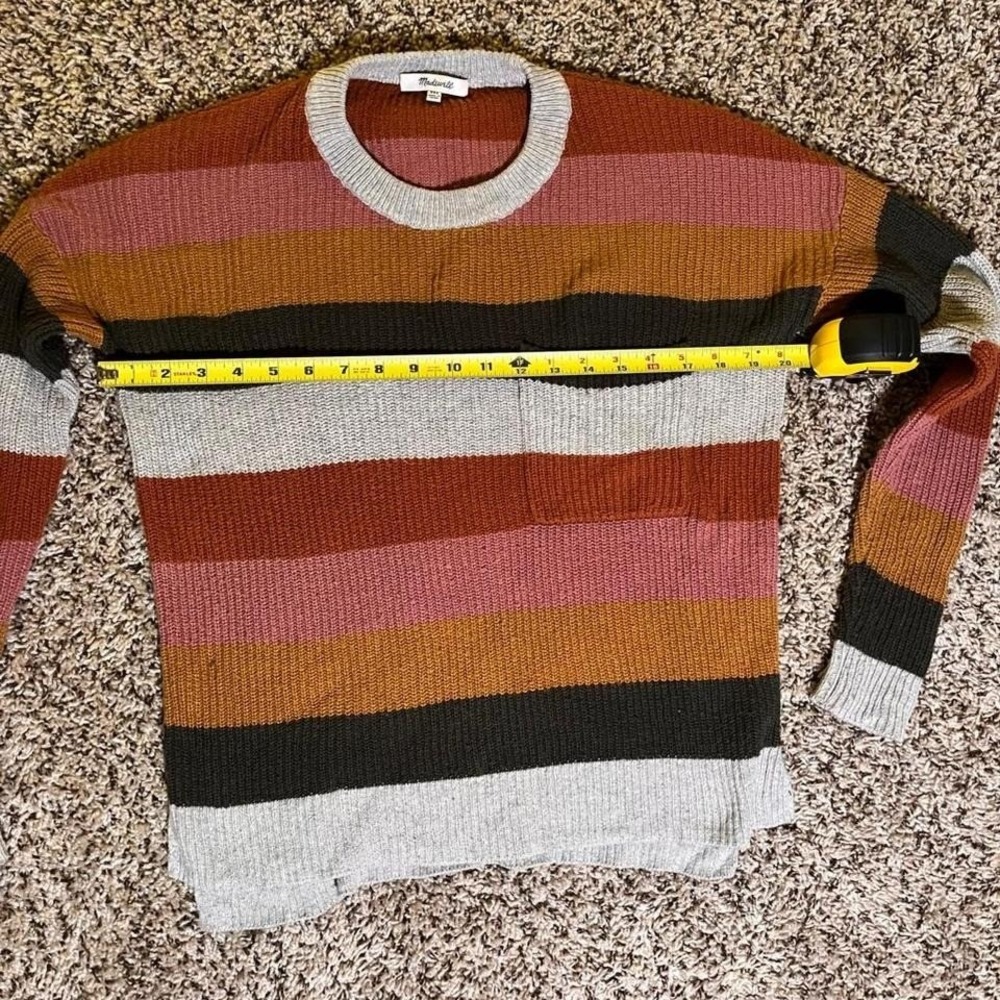 Madewell Women XXS Striped Crewneck Sweater Earth Tone Cotton Blend CKP465064621